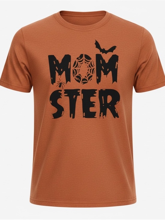 Tops - Fall/Halloween orange & black short sleeve t-shirt with “Mom-Sterling” graphics